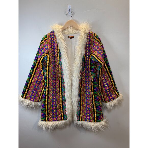 Ooto Multicolor Afghan Coat Women's Size S/M Boho Embroidered - Picture 2 of 7